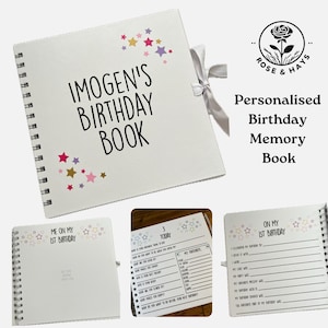 Livre souvenir d'anniversaire personnalisé | Premier anniversaire | Livres de souvenirs | Carnet de noms personnalisé | Album d'anniversaire | Cadeau spécial 1er anniversaire