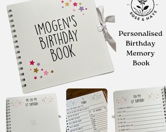 Personalised Birthday Memory Book | First Birthday | Memory Books | Custom Name memory Book | Birthday Scrapbook | Special 1st Birthday gift
