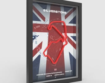 British Circuit Print, Silverstone 3D Relief, Framed Poster A4 A3, UK Race Track Decor, Sim Racing Gift, Motorsport Garage Wall Art