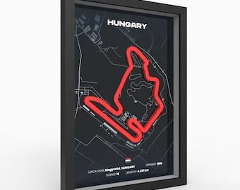 Hungaroring Poster, 3D Relief Elevation Map, Framed Wall Art, A4 A3, Budapest Race Track, Sim Racing Decor, Motorsport Gift for Him