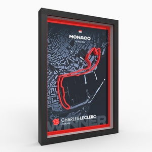 Poster 3D di Charles Leclerc del GP di Monaco · Fatto a mano · Carta premium da 280 g · Decorazione esclusiva per sport motoristici - Poster 3D di Monaco