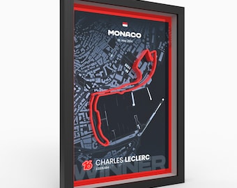3D Monaco GP Charles Leclerc Poster · Handmade · Premium 280g paper · Exclusive motorsport decoration - Monaco Poster 3D