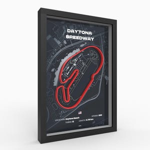 3D Druck Daytona International Speedway Poster  · Gerahmte Rennstrecken-Kunst · Motorsport-Wanddekoration · Authentische Streckennachbildung