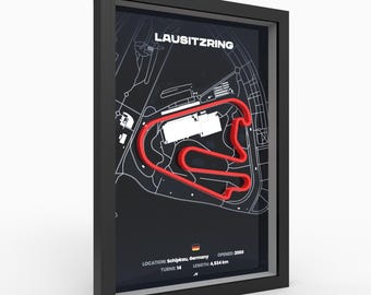Pôster 3D da pista de Lausitzring | Impressão 3D | com detalhes de elevação | Feito à mão na Alemanha | Arte de parede premium | Presente de F1 | F1 | Poison | Presente para ele