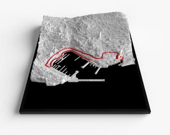 Nurburgring Wall Art, Monaco Race Track Relief in 3D, A4 A3, Topographic Track Comparison, Sim Racing Gift for Him, Garage Wall Decor