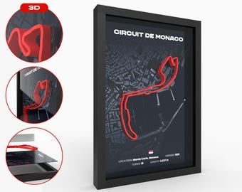 3D Monaco Formula 1 Poster · Handcrafted Luxury Wall Art · Premium 280g Paper · Exclusive Motorsport Decoration - F1 Monaco Poster 3D
