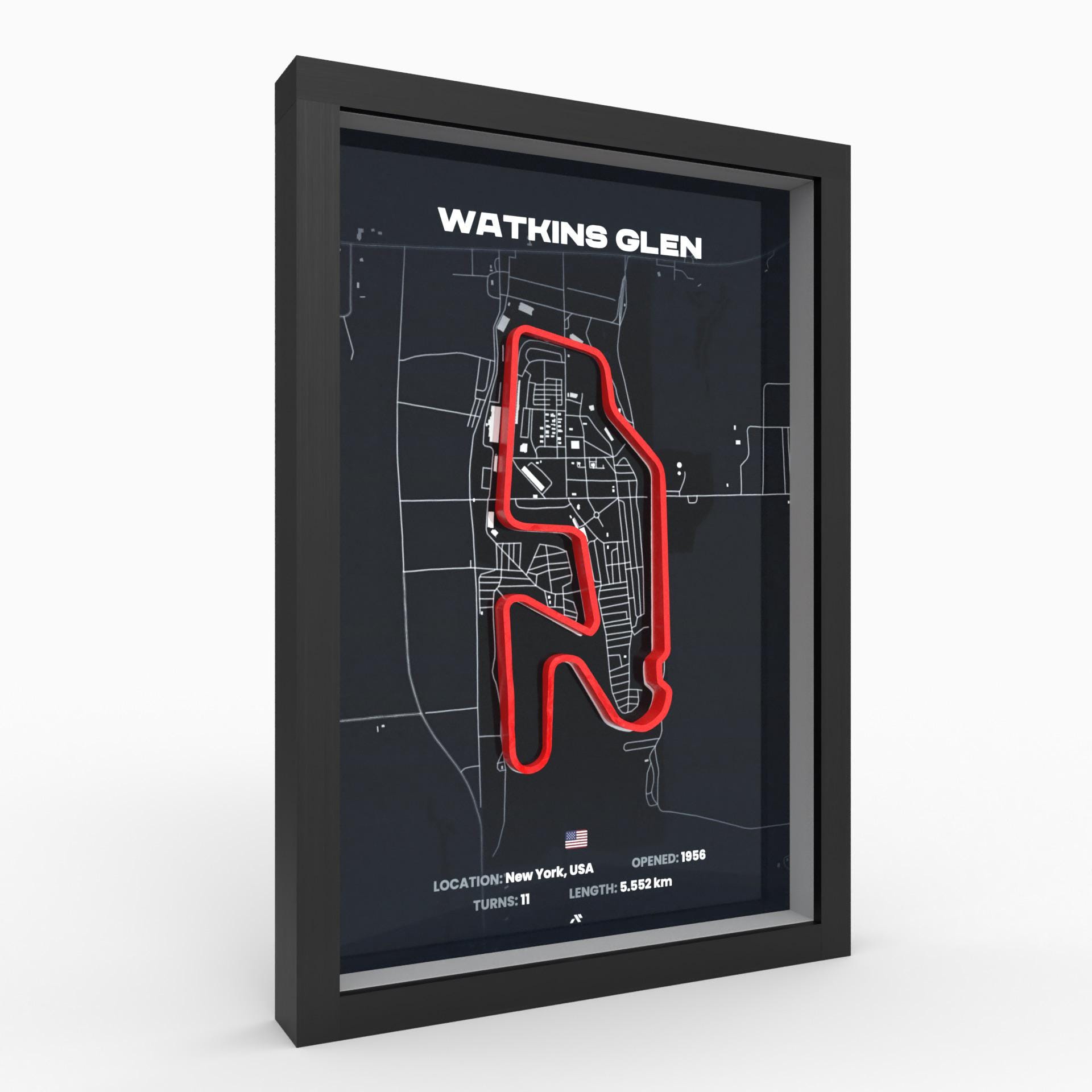 3D Watkins Glen Poster · Made in Germany · Race track · Detailed elevation differences · Watkins Glen International Race Course