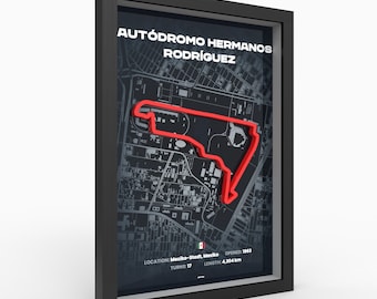 Mexico City Track Poster, 3D Relief Wall Art, A4 A3 Framed, Stadium Section Circuit Print, Sim Racing Garage Decor, Motorsport Gift for Him