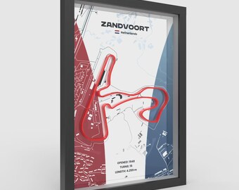 Dutch Circuit Wall Art, Zandvoort Tribute Print, Framed 3D Relief Track Poster, Orange Army Decor, Racing Fan Gift, A4 A3