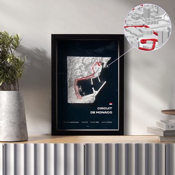 3D Monaco Formel 1 Poster · Handgefertigte Luxus Wandkunst · Premium 280g Papier · Exklusive Motorsport-Dekoration - F1 Monaco Poster 3D