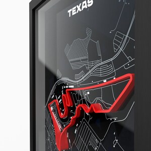 Austin Track-affisch, inramad 3D-relief med verklig höjd, konst med Texas-bana, simulatorracingpresent, väggkonst för kontoret, A4 A3 bild 2