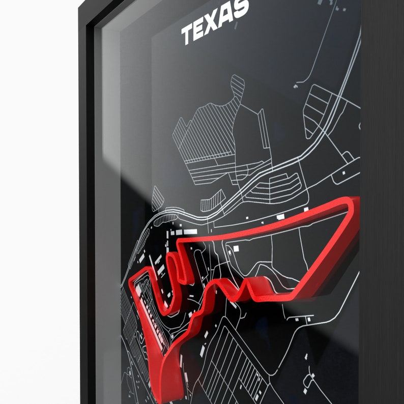 Austin Track-affisch, inramad 3D-relief med verklig höjd, konst med Texas-bana, simulatorracingpresent, väggkonst för kontoret, A4 A3 bild 2