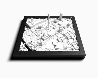 Berlin 3D city model with TV tower, framed skyline wall art, architectural model decoration, gift for Berlin fans