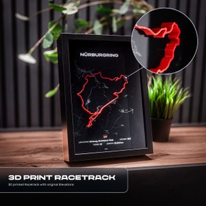 3D Nürburgring race track with poster · Handmade in Germany · Exclusive wall decoration · Detailed height differences · 280g paper