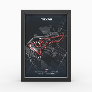 Austin Track-affisch, inramad 3D-relief med verklig höjd, konst med Texas-bana, simulatorracingpresent, väggkonst för kontoret, A4 A3 bild 4