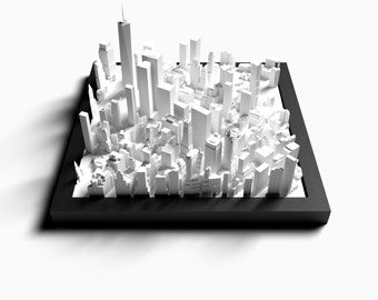 3D Printed New York City Miniature Model – Downtown Manhattan & One World Trade Center – Exclusive Framed Wall Art