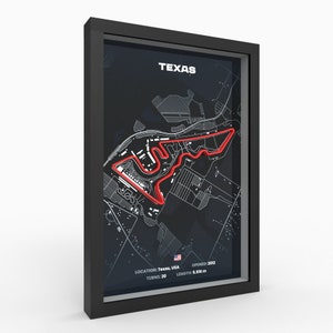 Austin Track-affisch, inramad 3D-relief med verklig höjd, konst med Texas-bana, simulatorracingpresent, väggkonst för kontoret, A4 A3 bild 1