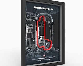 Indianapolis Track Art, 3D Relief Racetrack Poster, Framed, A4 A3, Oval Racing Wall Art, Indiana Speedway Decor, Race Fan Gift