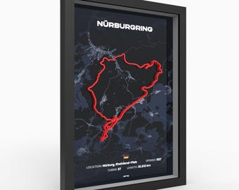 3D Nurburgring track poster | 3D printed | with elevation details | handmade Germany | premium wall art | f1 gift | f1 | poison | gift for him