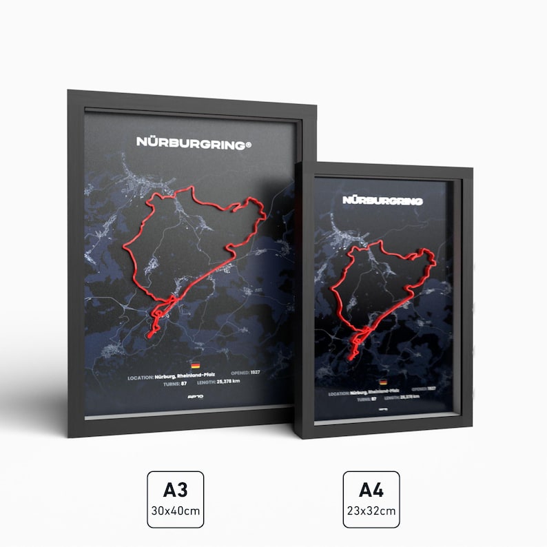 Austin Track-affisch, inramad 3D-relief med verklig höjd, konst med Texas-bana, simulatorracingpresent, väggkonst för kontoret, A4 A3 bild 7