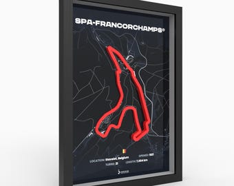 3D Spa Francorchamps poster | 3D printed | with elevation details | handmade Germany | premium wall art | f1 gift | f1 | poison | gift for him