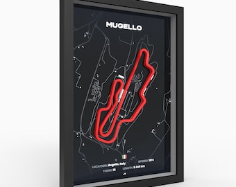 Mugello Track Poster, 3D Relief Circuit Wall Art, Framed A4 A3, Italian Bike Track, Biker Gift for Him, Racing Room Decor