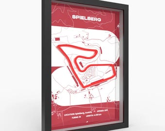 Austrian Circuit Print, Spielberg Tribute 3D Relief Track Poster, Framed A4 A3, Sim Racing Wall Art, Motorsport Gift for Him, Garage Decor