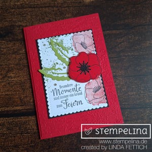 Geburtstagskarte mit Mohnblumen - personalisiert mit Zahl nach Wunsch zum runden Geburtstag - für Frauen - rote Blumen - 40 50 60 70 75 80
