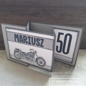 Männer Geburtstagskarte mit Motorrad - personalisiert mit Vorname und Alter - für Biker - Zahl frei wählbar 30 40 50 60 70 75 80 85