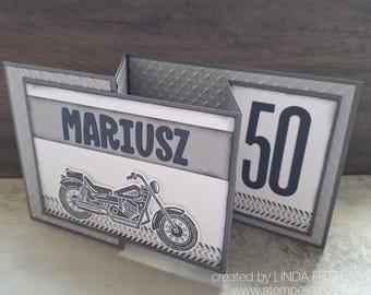 Men's birthday card with motorcycle - personalized with first name and age - for bikers - number freely selectable: 30, 40, 50, 60, 70, 75, 80, 85