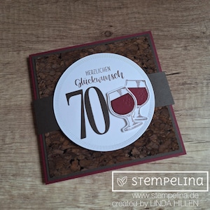 Geburtstagskarte für Weinliebhaber mit echtem Korkpapier und Geldscheinfach - Zahl frei wählbar 30 40 50 60 70 80 - personalisiert