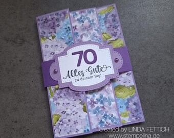 Special birthday card for women with hydrangeas for a milestone birthday - personalized with age - purple flower card