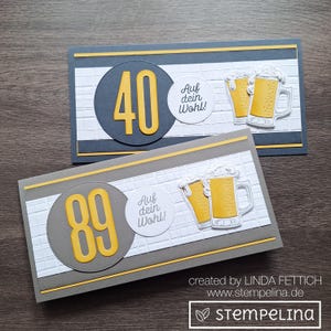 Bierkarte zum Männer Geburtstag - mit Bierkrug und Schaum - Zahl frei wählbar - Männerkarte zum runden Geburtstag - 2 Farben zur Auswahl