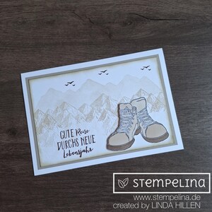 Geburtstagskarte Berge Wandern Bergliebe - Natur Bergmotiv - Wanderschuhe - handgemachte Karte