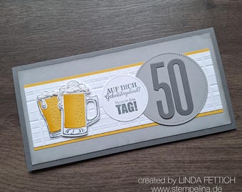 Beer card for a man's birthday - with beer mug and foam - number freely selectable: 40, 50, 60, 70, 75, 80, 85 - milestone birthday - Today is your day!