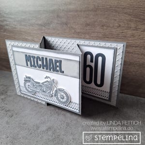 Männer Geburtstagskarte mit Motorrad - personalisiert mit Vorname und Alter - für Biker - Zahl frei wählbar 30 40 50 60 70 75 80 85