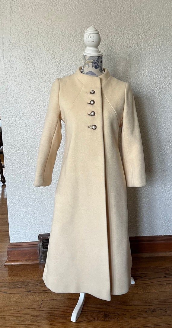 1950s 1960s Ivory Wool Coat