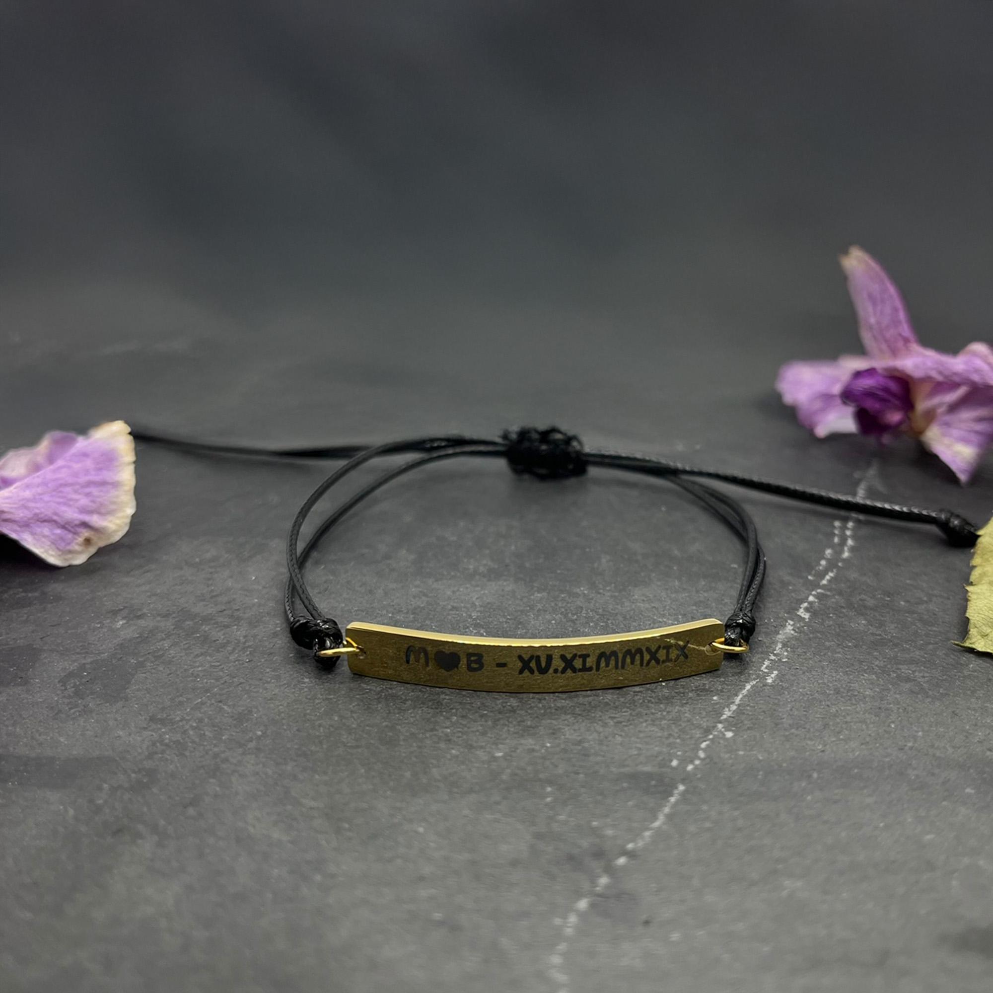 Schiebeknoten Armband Seilschnur mit Gravur Partner Freundschaft personalisiert