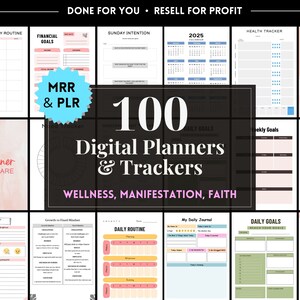 100 Digital Planners MRR Canva Bundle, Journals, Printable, Master Resell Rights, PLR Templates, Digital Products, Private Label Rights
