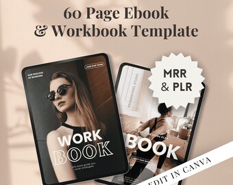 MRR Ebook and Workbook Template, 60 pages- Master Resell Rights, PLR ebook, Canva editable, digital products, commercial use, passive income