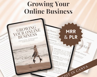 MRR Growing Your Online Business Ebook - Master Resell Rights, PLR ebook, Canva, workbook, digital products, commercial use, passive income