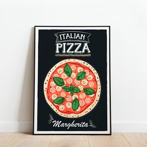 Pizza Margherita Printable Poster, Naples Food Pizza Art Print, Pizza Lover Gift, Italian Food Travel Poster, Italian Style Pizza Wall Art