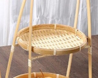 Natural Bamboo Weaving Antique-Style Food Tray - Thai-Asian Spa Decor ,Afternoon Tea Tray Serving 2 Layers