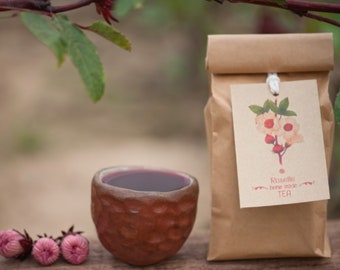 1 package have 20 tea bags , Organic Dried Roselle Hibiscus Tea - Natural and Refreshing Herbal Infusion