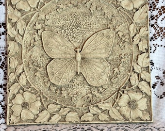 Pretty wall tile with moth and flowers