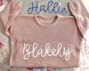 Customized name baby sweater,An exquisitely embroidered sweater,Personalized Hand embroidered Name Baby Sweater,Custome Baby Name Sweater