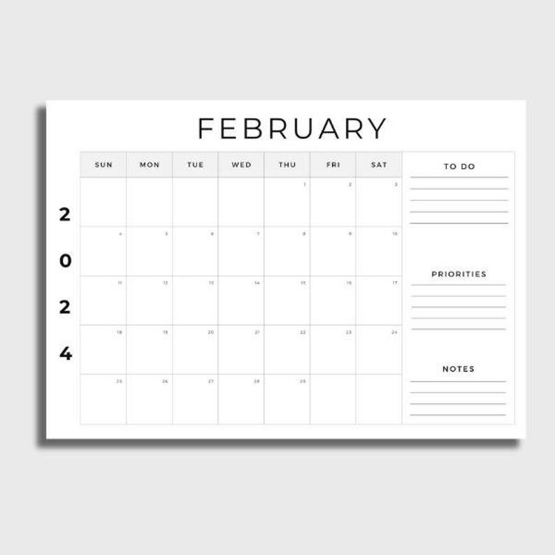2024 Calendar 2024 Monthly Calendar Landscape Monthly Calendar Planner