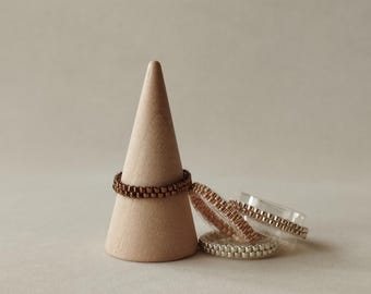 Perlen Ring, Miyuki Delica Ring, Perlen gewebt Band Ring, Peyote Ring, Allergiker Schmuck, Miyuki Delica Ring, Metallic Gold und Silber