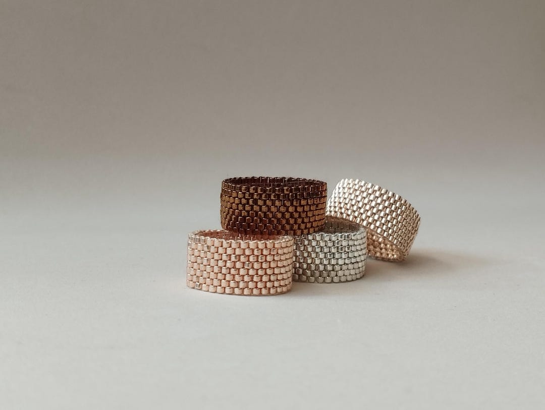 Beaded Ring, Miyuki Delica Ring, Bead Woven Band Ring, Peyote Ring ...