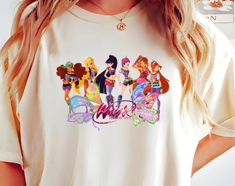 Winx Club Nostalgic Tee - Vintage Cartoon T-Shirt for Fans - Retro Cartoon Graphic Shirt.Winx Club Girls